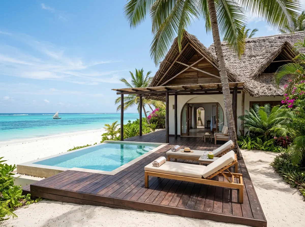 Beach villa with plunge pool on Zanzibar