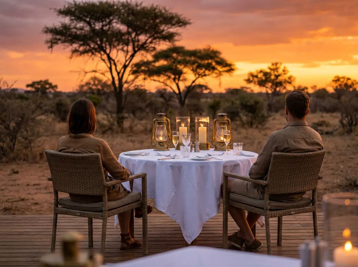 Private candlelit dinner at sunset